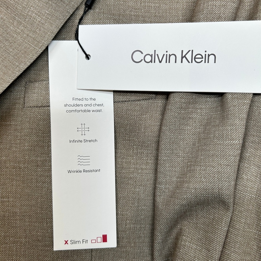 Calvin Klein Slim Fit Sport Coat Mens 44L 44 Tan Infinite Stretch $295 - Picture 5 of 13